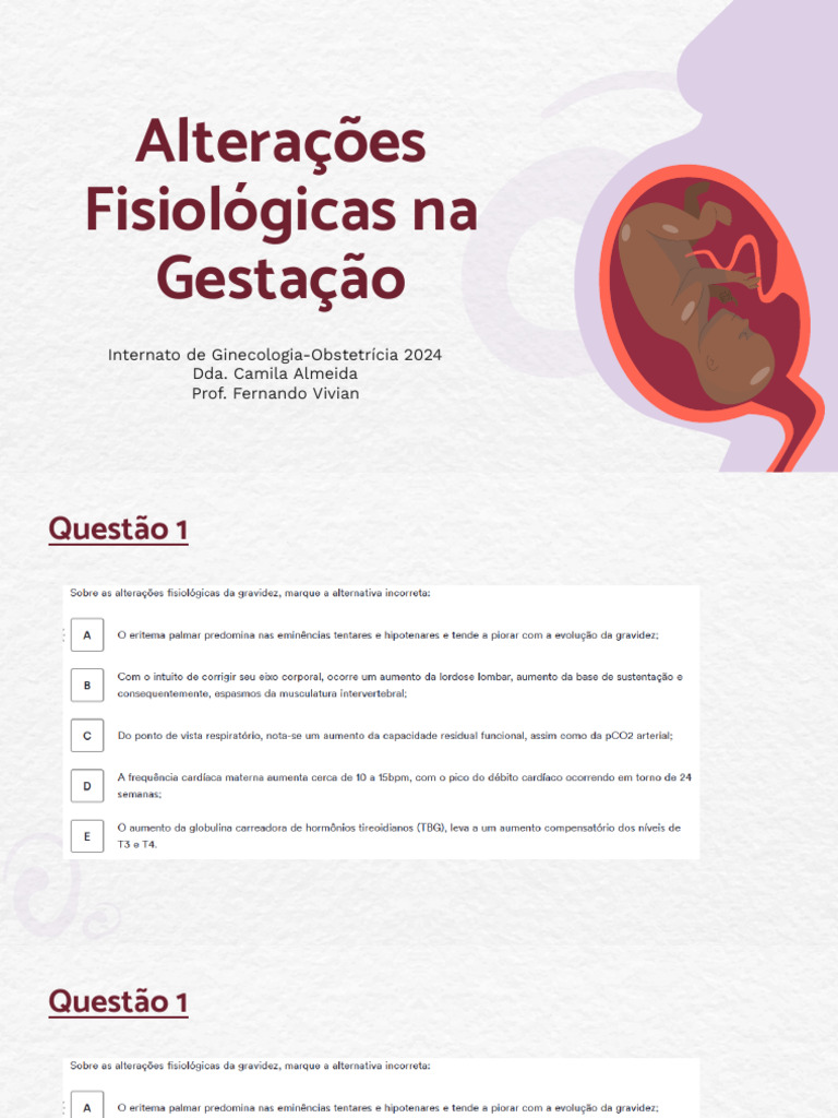 Alterações Fisiológicas Da Gravidez 1 | PDF | Gravidez | Sistema ...