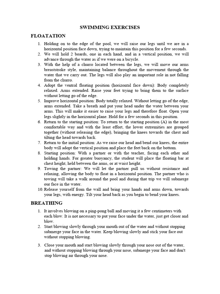 Swimming Exercises Pdf Breathing