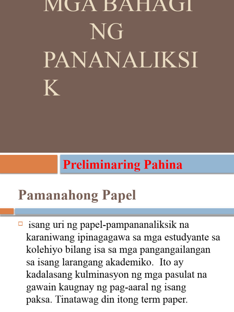 Bahagi NG Pananaliksik | PDF