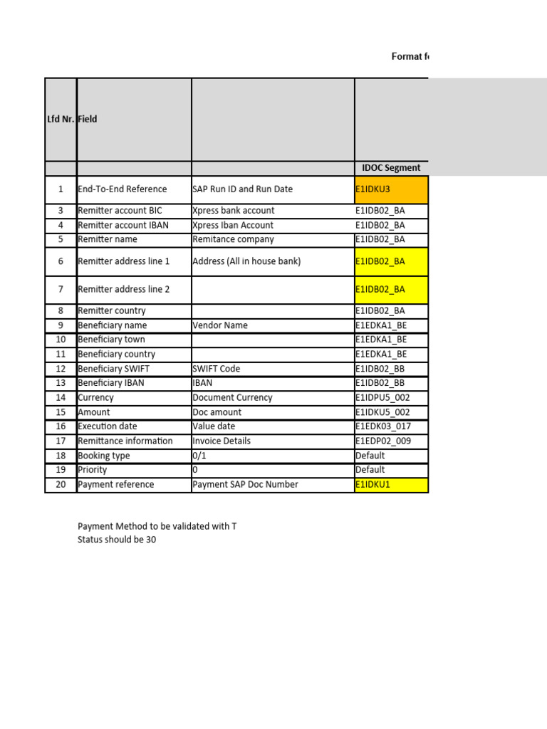 SAP IDOC Field Mapping Guide | PDF | Banking | Banking Technology