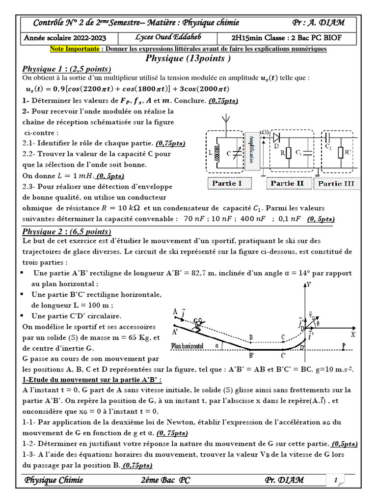 examen-physique-chimie-2-me-bac-pc-2023-pdf-acc-l-ration-physique