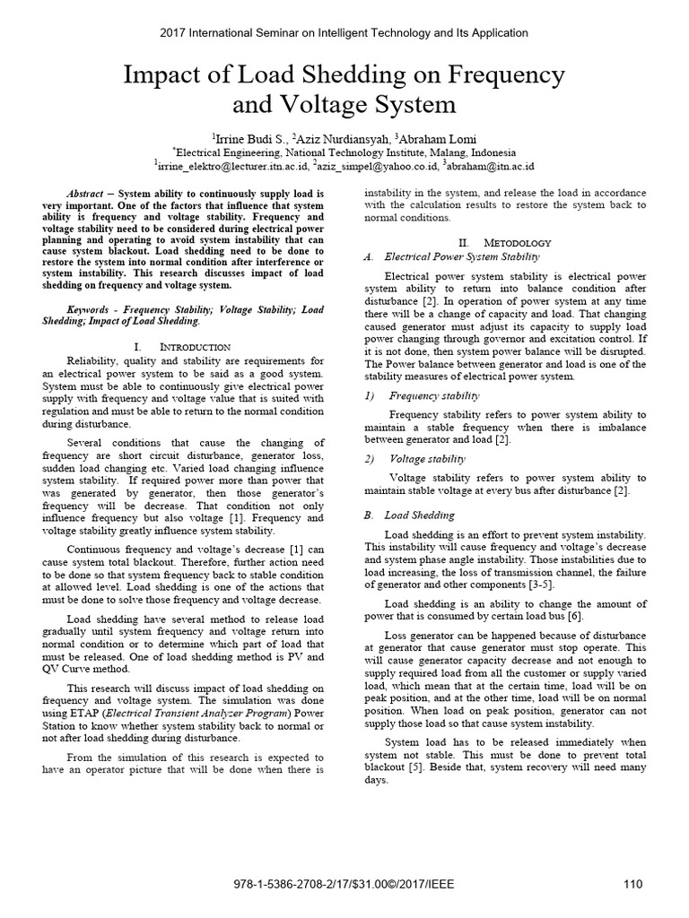 Impact of Load Shedding On Frequency | PDF | Electric Generator ...