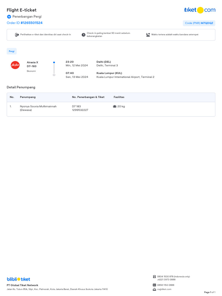 Panduan E-Tiket AirAsia | PDF
