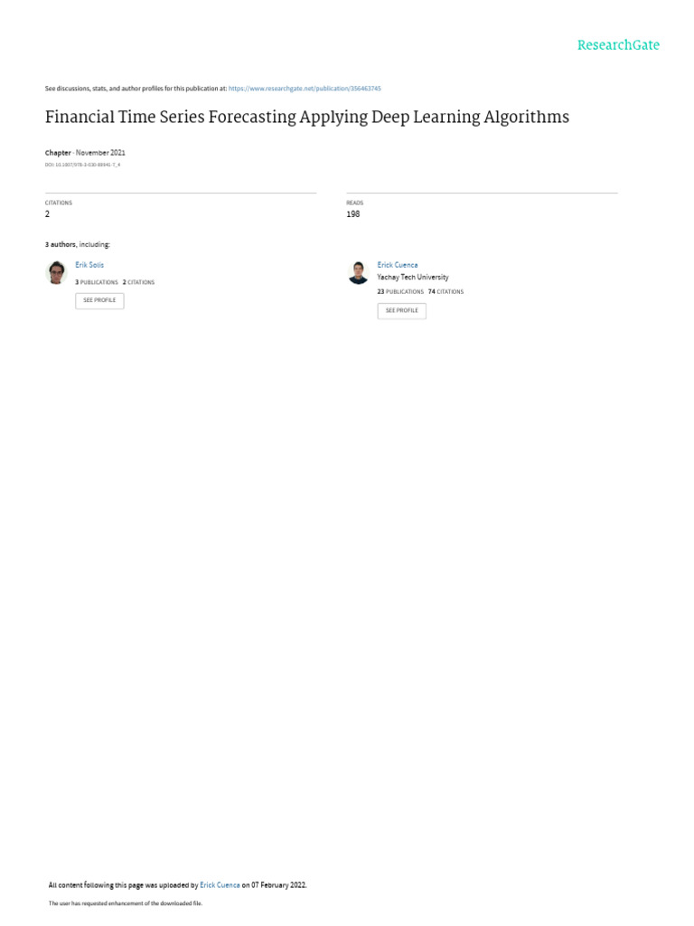 Financial Time Series Forecasting Applying Deep Learning Algorithms ...