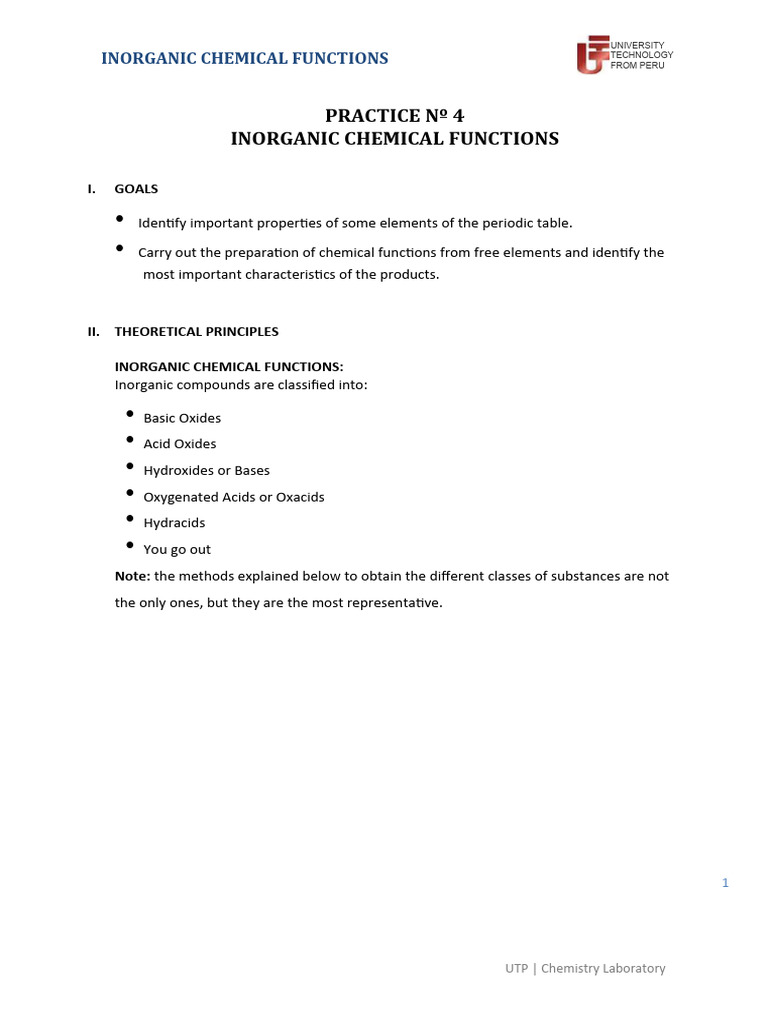 Practice Nº4 Inorganic Chemical Functions | PDF | Chemistry | Chemical ...