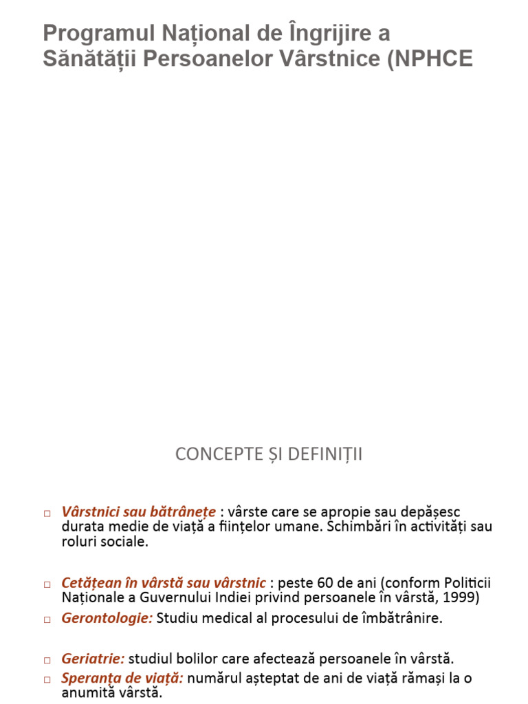Programul Național de Îngrijire A Sănătății Persoanelor În Vârstă ...