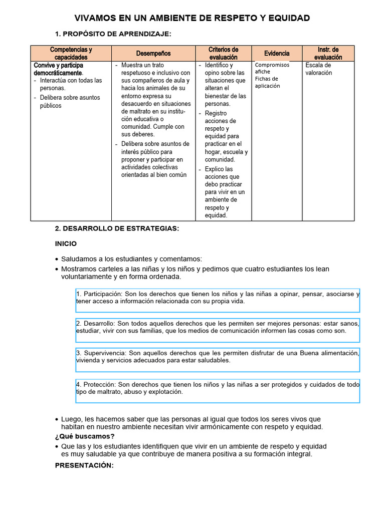 Ambiente de Respeto y Equidad Infantil | PDF | Evaluación | Abuso infantil