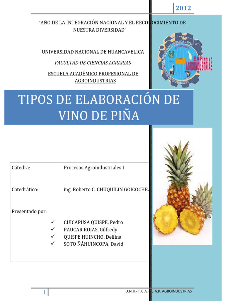 Tipos de Elaboracion de Vino de Pina | PDF | Vino | Fermentación