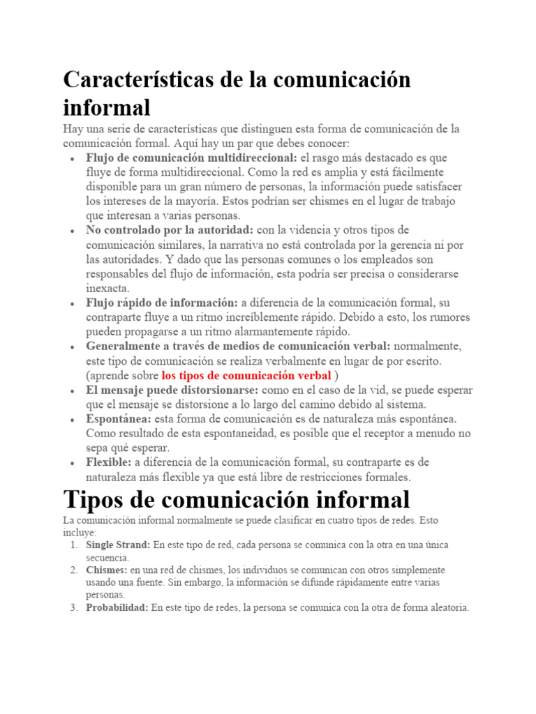 Ventajas y desventajas de la comunicación informal | PDF | Comunicación ...