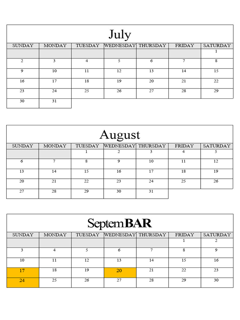 July August September 2023 Calendar | PDF