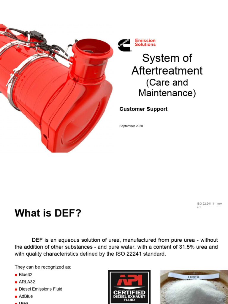 DEF Quality and Maintenance Guidelines | PDF | Chemical Substances ...