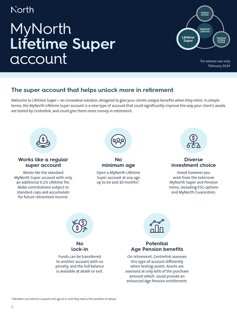 MyNorth Lifetime Super PDF Pension Retirement