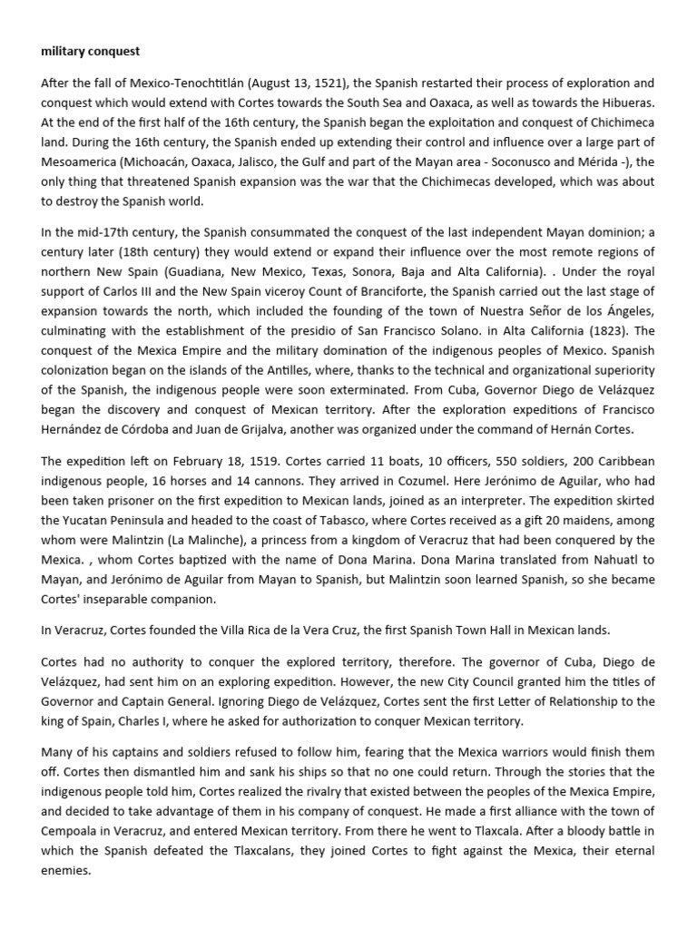 Military Conquest | Download Free PDF | Hernán Cortés | New Spain