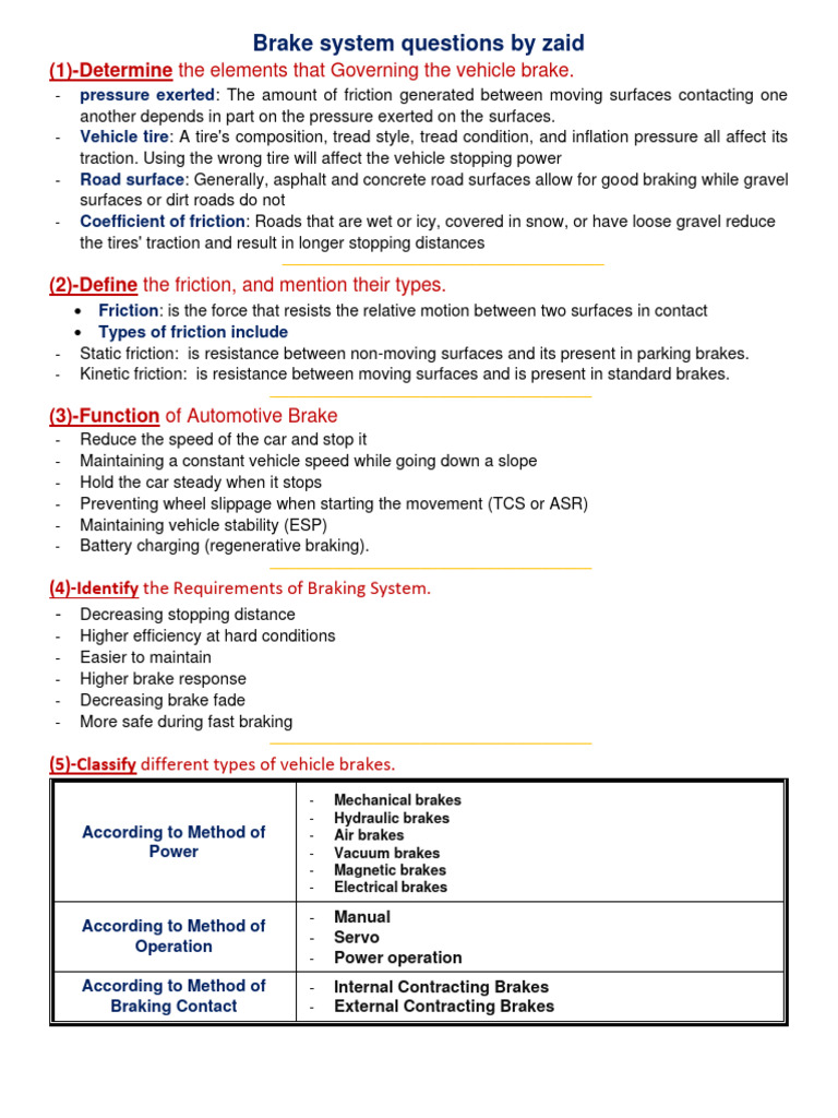 Braking System Overview and Analysis | PDF | Brake | Anti Lock Braking ...