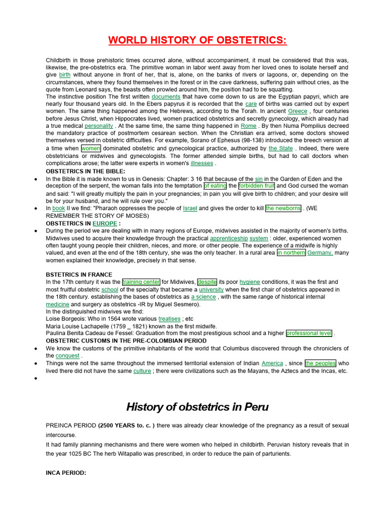 History of Obstetrics in Peru | PDF | Midwife | Obstetrics