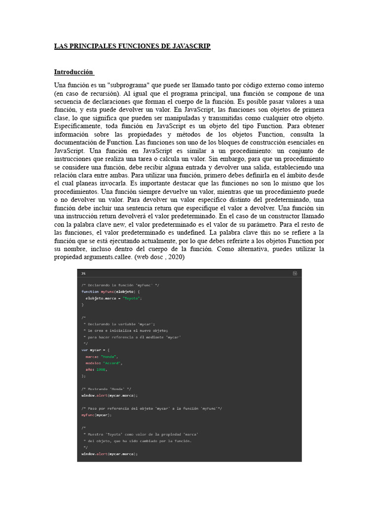 Ensayo de Las Principales Funciones de Javascrip | PDF | Lenguaje de ...