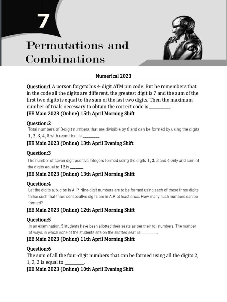 Permutations and Combinations | PDF | Numbers | Discrete Mathematics