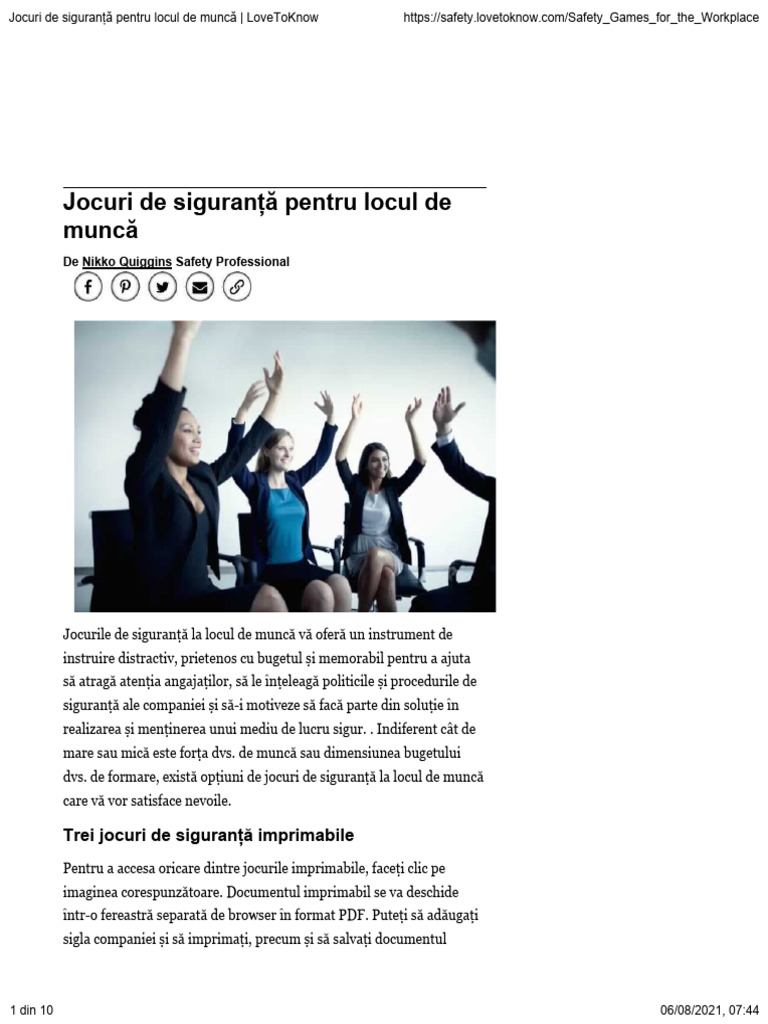 Jocuri de Siguranță Pentru Locul de Muncă | PDF