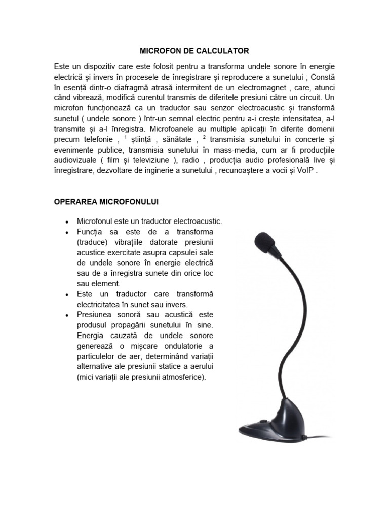 Microfon Pentru Computer | PDF