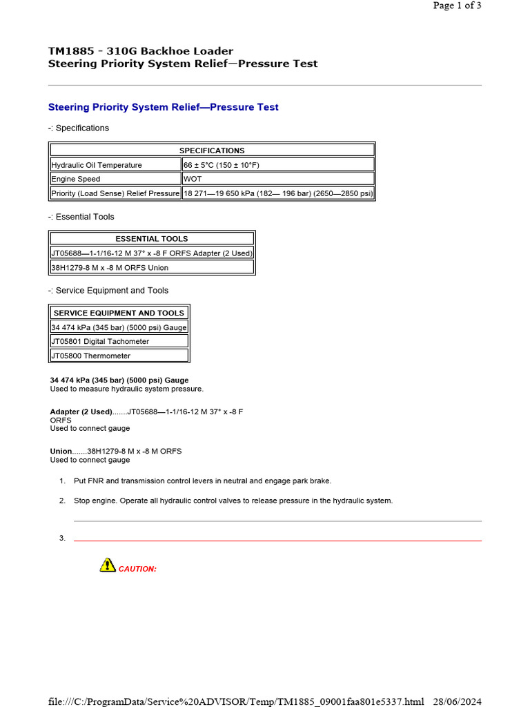 Power Steering Pressure Test Guide | PDF | Pressure | Mechanical ...