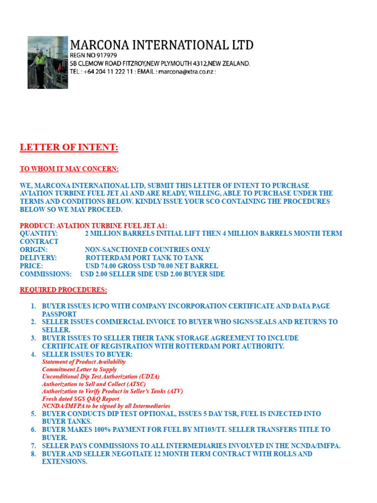 Jet Fuel Purchase Intent Letter | PDF