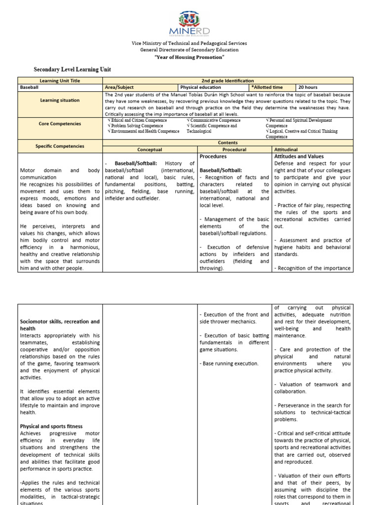 Baseball Planning 2nd | PDF | Learning | Baseball Field