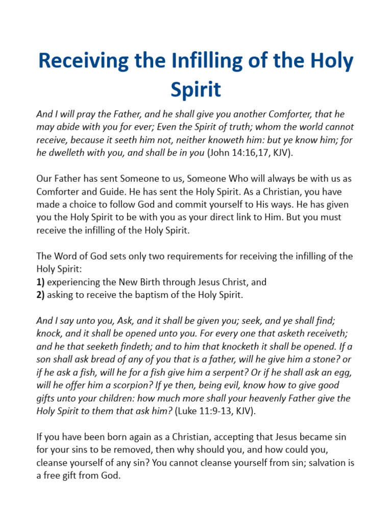 How to Receive the Holy Spirit | PDF | Holy Spirit | God The Father