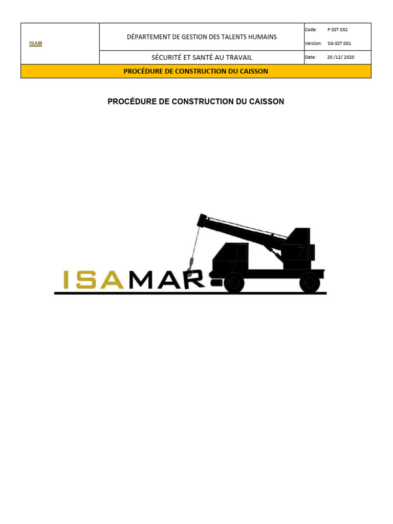 Procédure de Construction Du Caisson | PDF | Sécurité | Béton