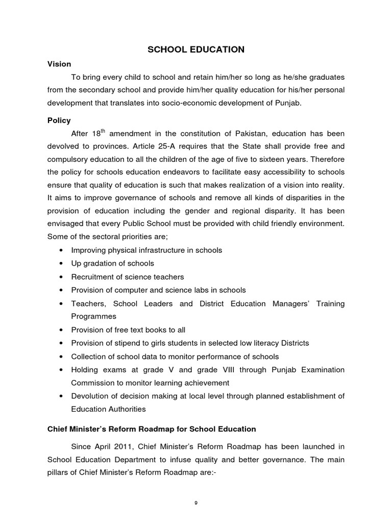 Punjab School Education Reform 2012 | PDF | Career & Growth | Business