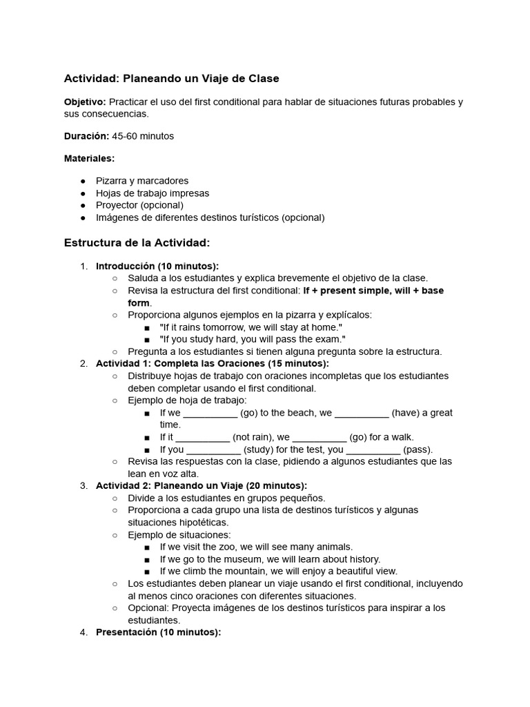 Primer Condicional en Ingles PDF