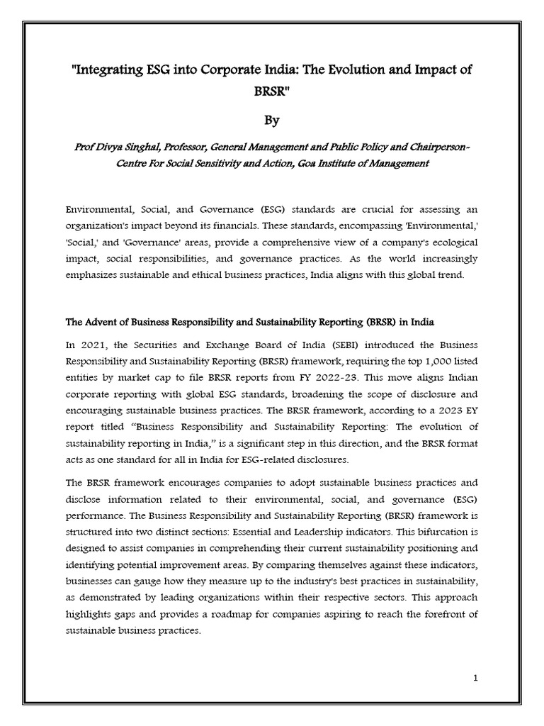 Esg Article Pdf Sustainability Business Ethics