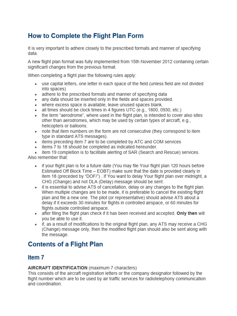 How To Fill Flight Plan | PDF | Instrument Flight Rules | Visual Flight ...