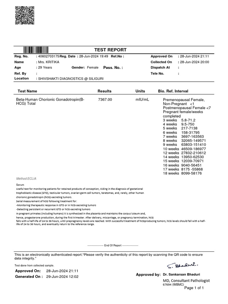Test Report: Pass. No. | PDF | Sex | Obstetrics
