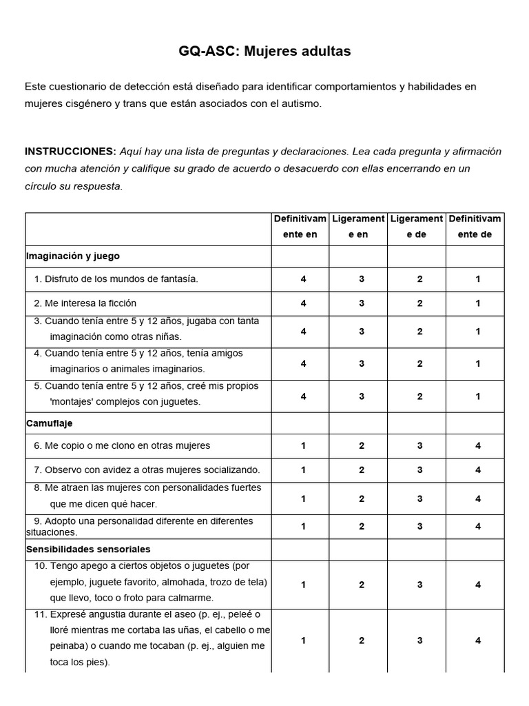 GQ-ASC: Detección de Autismo en Mujeres | PDF | Espectro autista ...