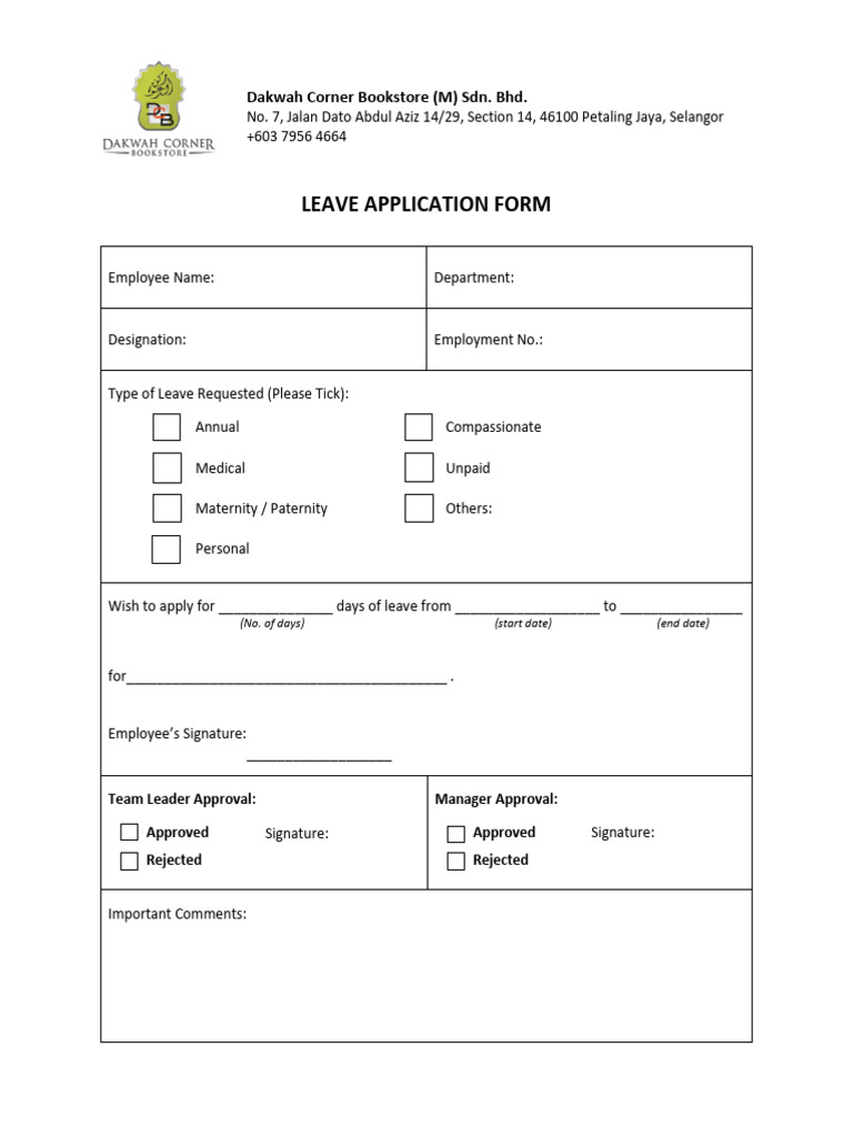 Leave Application Form | PDF