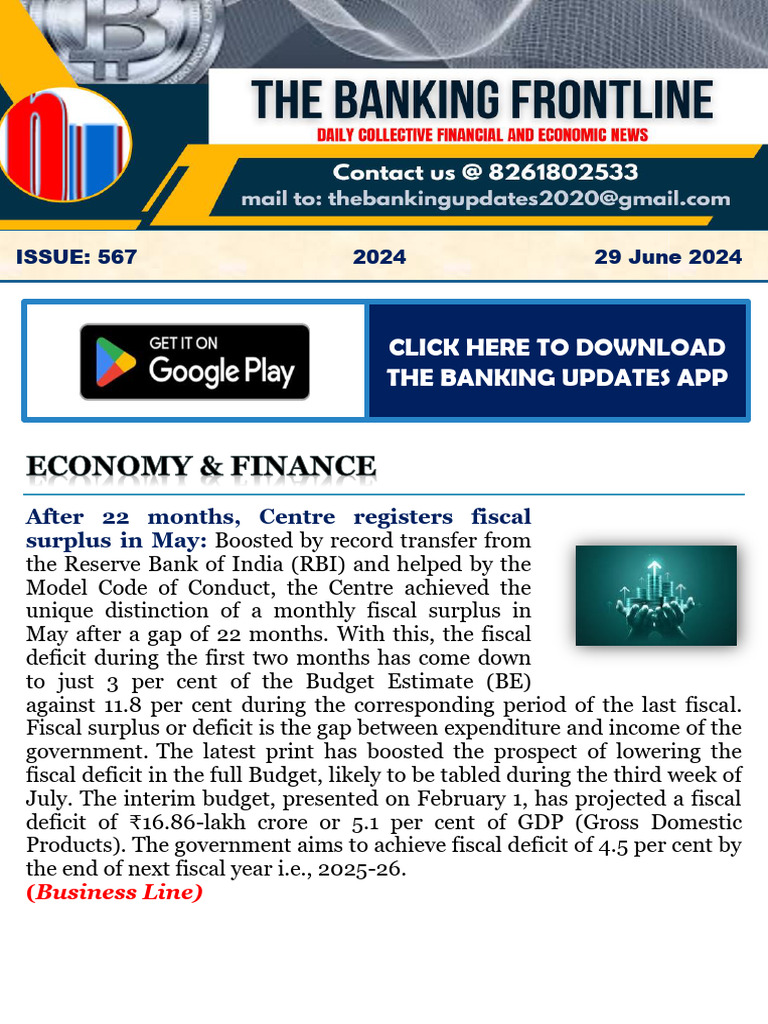 29.06.2024 - The Banking Frontline | PDF | Government Budget Balance ...