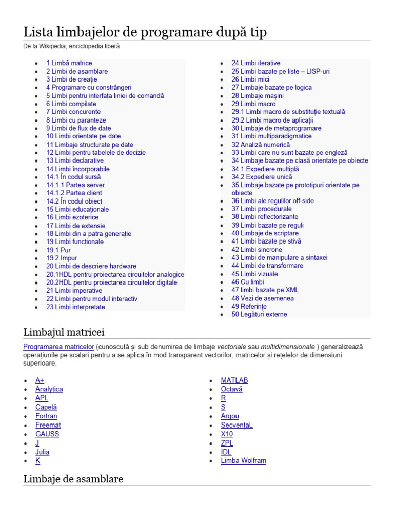 Lista Limbajelor de Programare După Tip | PDF