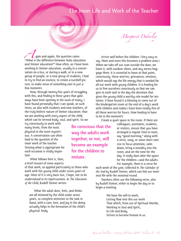 Inner Work for Steiner Teachers | PDF | Waldorf Education | Soul