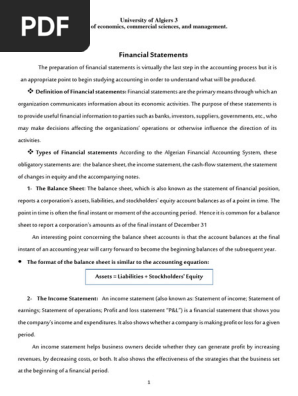 Lesson 2 Financial Statements