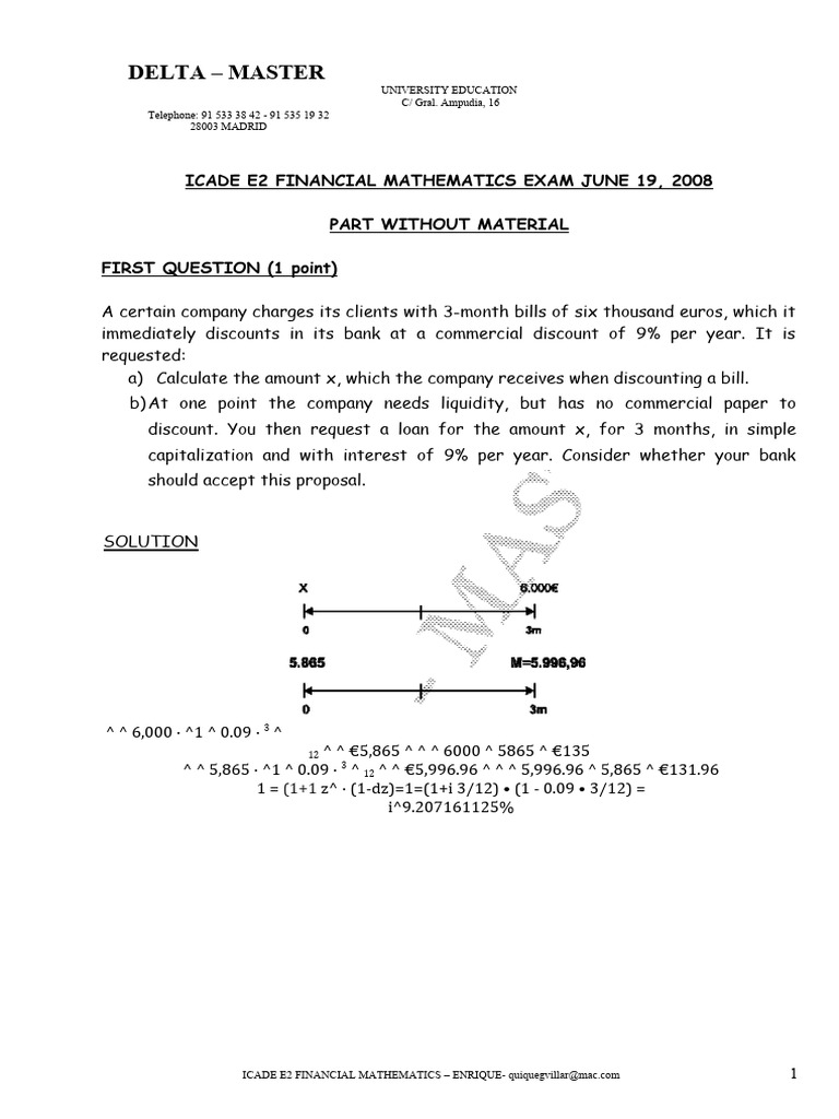 Financial Mathematics Pdf Interest Discounting