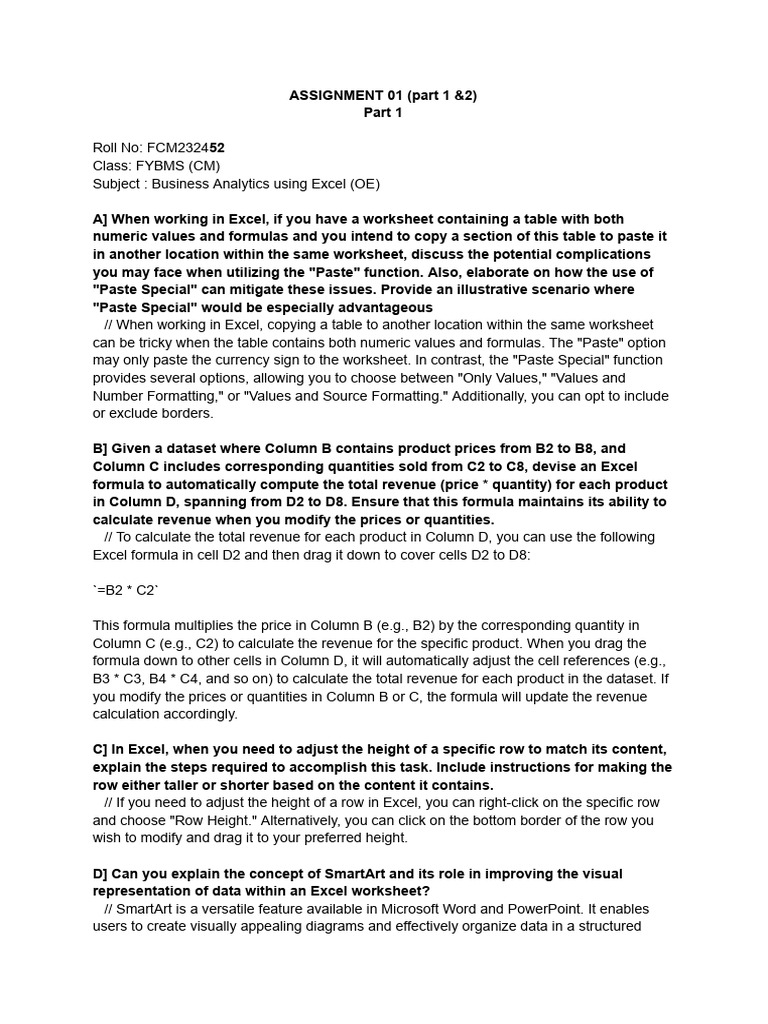 Oe assignment part 1 52 pdf microsoft excel worksheet