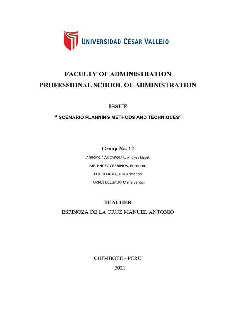 Scenario Planning Methods And Techniques Pdf Scenario Planning