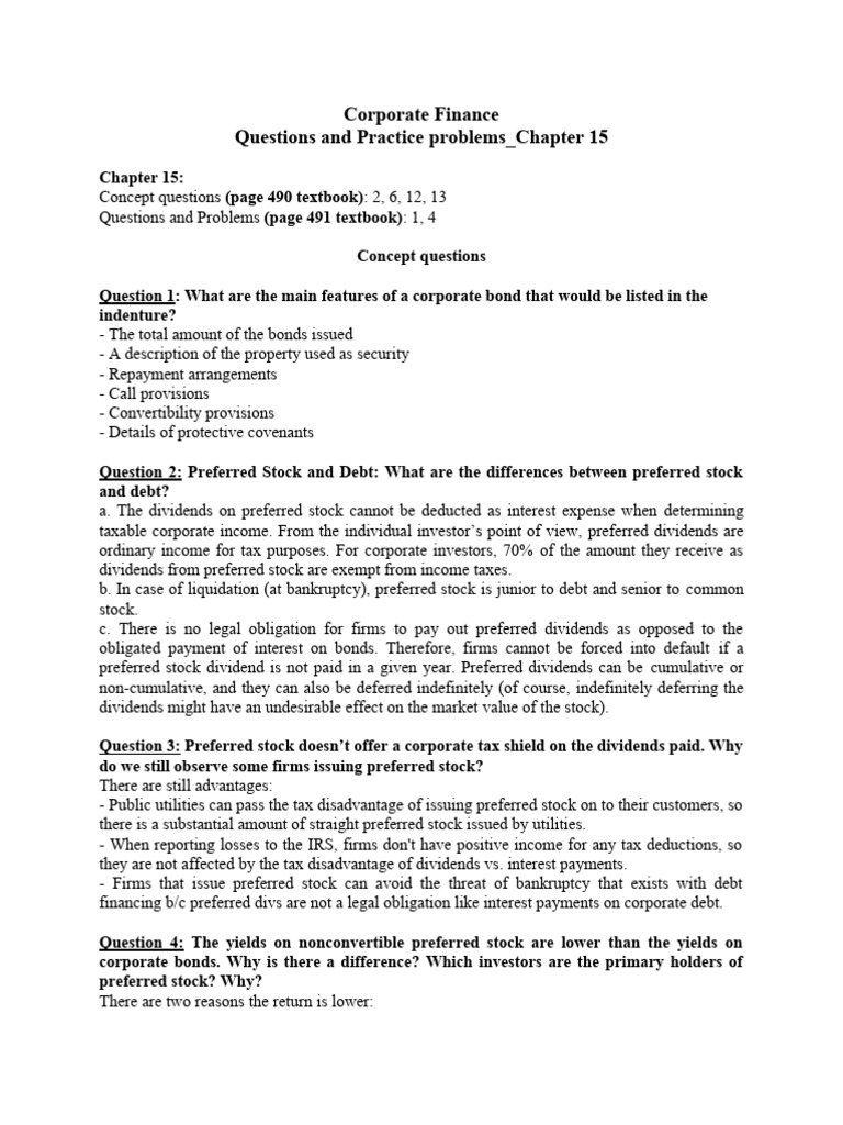 CF - Questions and Practice Problems - Chapter 15 | PDF | Preferred ...