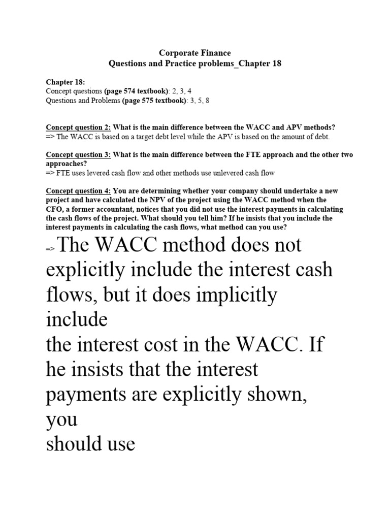 CF - Questions and Practice Problems - Chapter 18 | PDF | Beta (Finance ...
