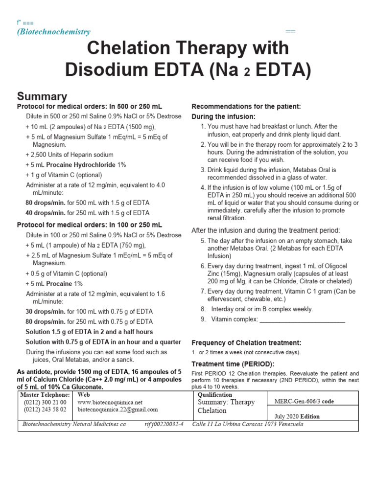 606.3 EDTA Chelation | Download Free PDF | Intravenous Therapy ...