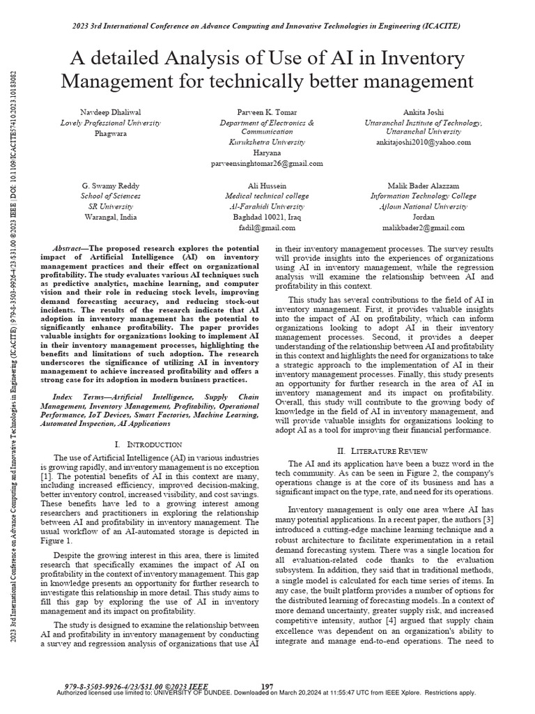 AI's Impact on Inventory Profitability | PDF | Artificial Intelligence ...