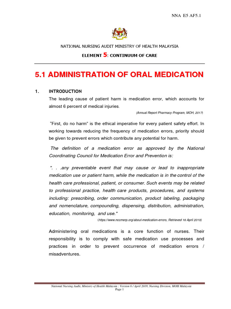 7 Rights of Oral Medication Administration | PDF | Medical Error | Patient
