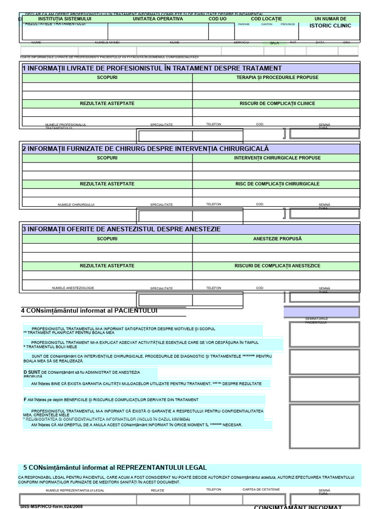 Formularul 024 Autorizații Și Consimțământ Informat | PDF