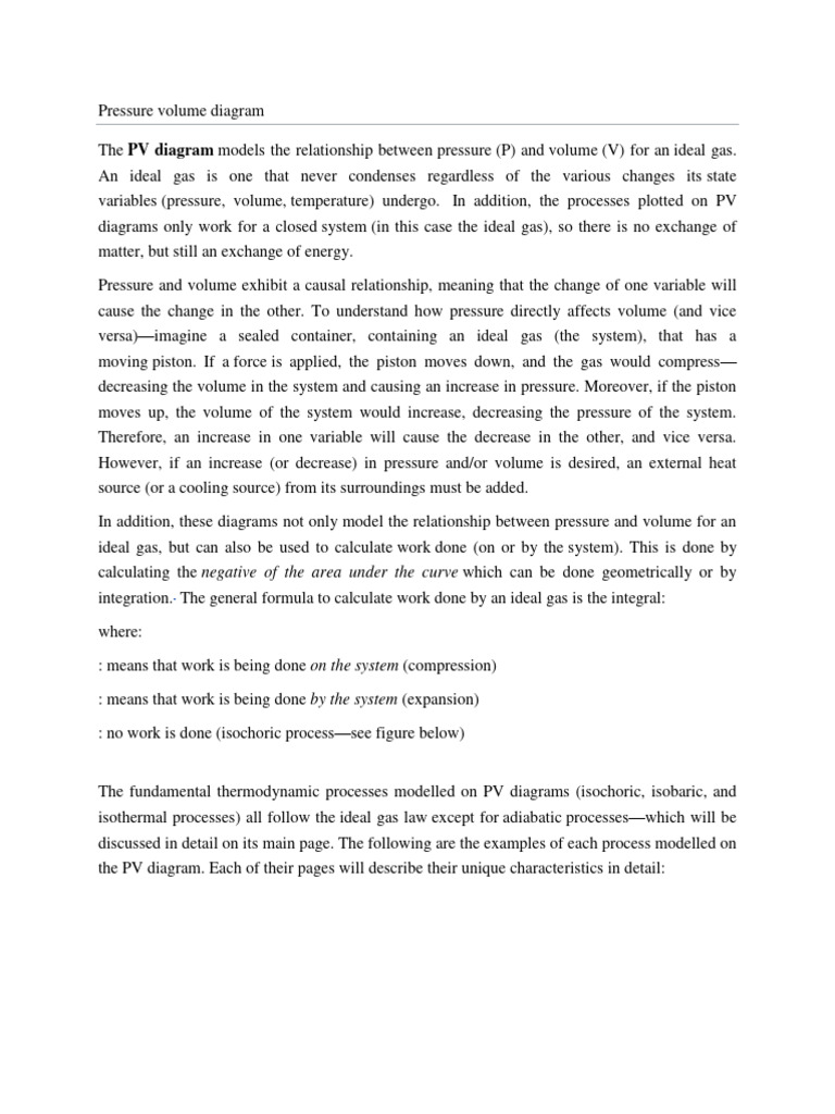 Pv Diagrams Notes Pdf Gases Heat