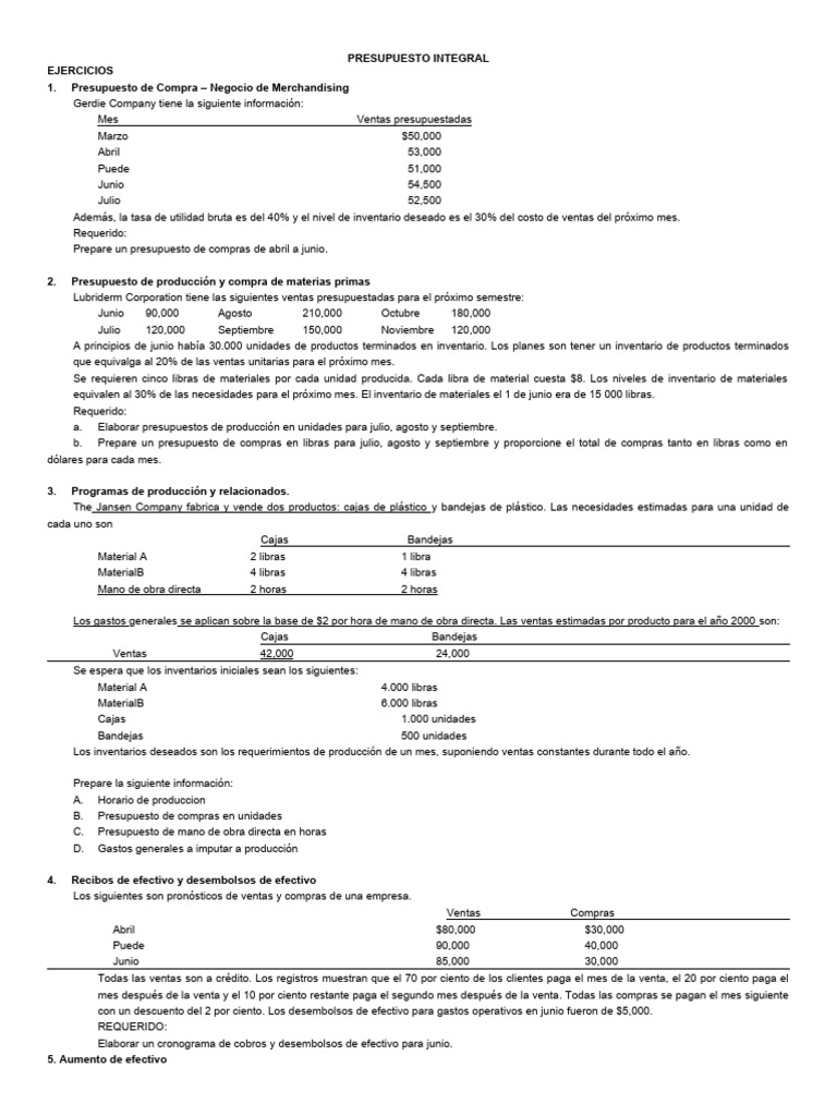 Presupuestos de Compras y Producción | PDF | Presupuesto | Contabilidad